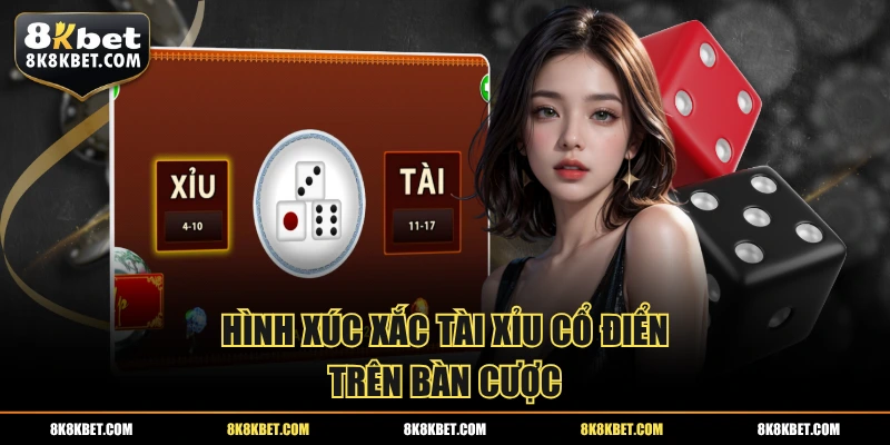 Hình xúc xắc tài xỉu cổ điển trên bàn cược